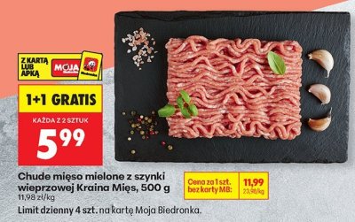 Mięso mielone chude z szynki wieprzowej Kraina Mięs promocja w Biedronka