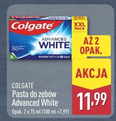 Pasta do zębów Colgate Advanced White 2-pak promocja w Aldi