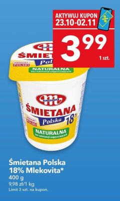Śmietana Polska 18% Mlekovita promocja w LEWIATAN