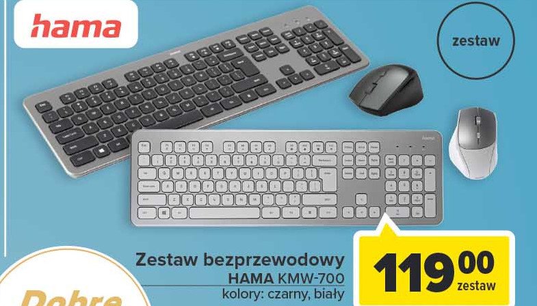 Zestaw bezprzewodowy kmw-700 bia艂y Hama promocja