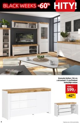 Komoda Holten 156 cm z drzwiami i 3 szufladami biała/dąb wotan Black Red White promocja w Black Red White