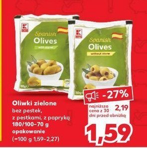 Oliwki zielone bez pestek K-classic promocja w Kaufland