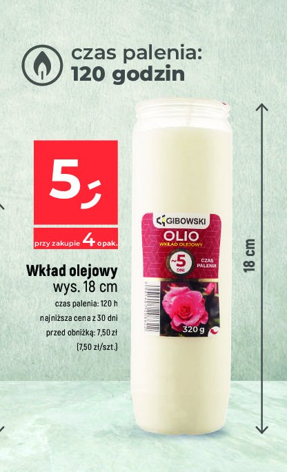 Wk艂ad olejowy 18 cm 120 h Firma gibowski promocja
