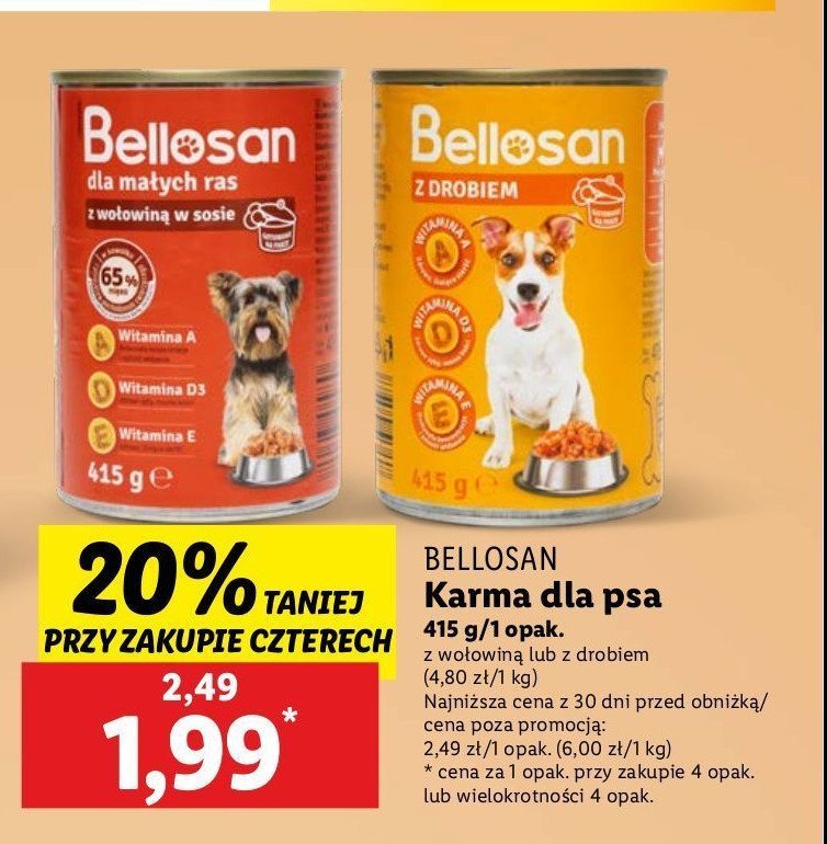 Karma dla psa z drobiem Bellosan promocja w Lidl