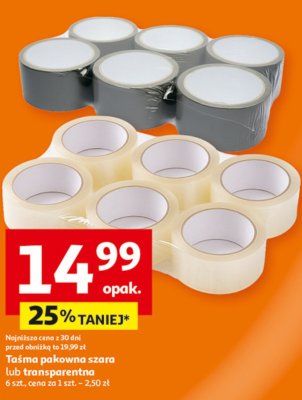 Taśma pakowa szara lub transparentna 6 szt. promocja w Auchan