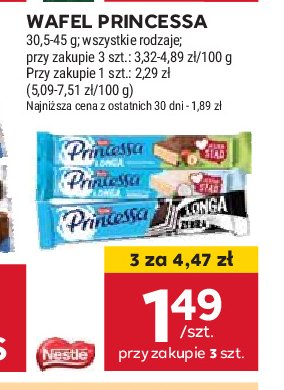 Wafelek orzechowy Princessa longa promocja w Stokrotka