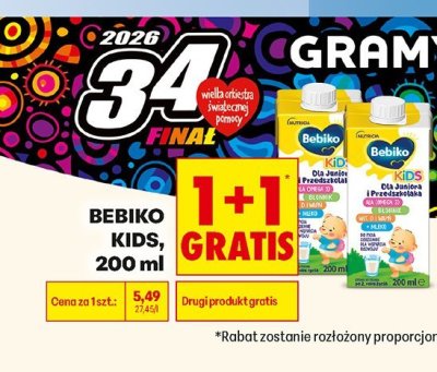 Napój dla dzieci Bebiko Kids 200ml 1+1 GRATIS promocja w Biedronka