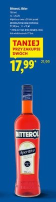 Likier Bitterol Aperitivo Italiano 0,7 l promocja w Lidl