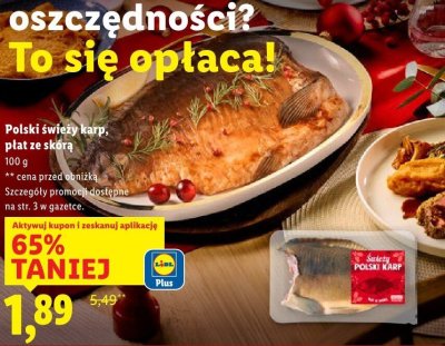 Polski świeży karp, płat ze skórą promocja w Lidl