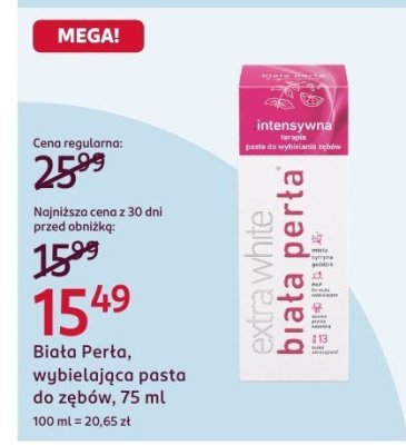 Pasta do zębów Biała Perła, wybielająca, 75 ml promocja w Rossmann