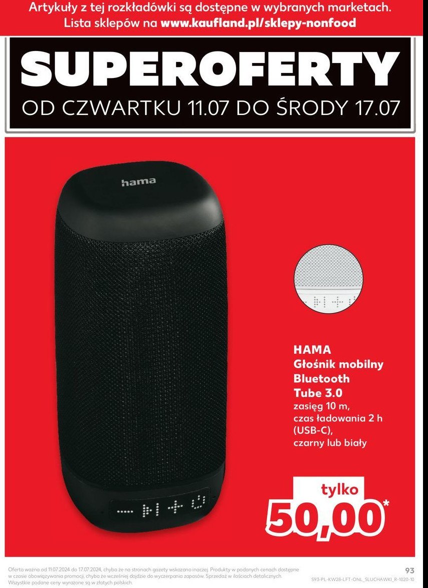 Głośnik tube 3.0 czarny Hama promocja