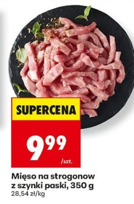 Mięso na strogonow z szynki paski, 350 g promocja w Biedronka