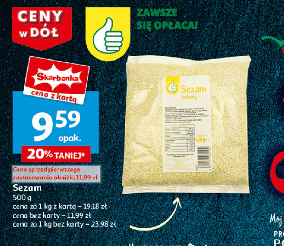 Sezam łuskany Podniesiony kciuk promocja w Auchan