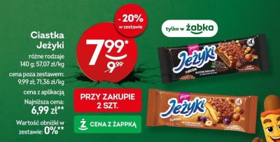 Ciastka Jeżyki różne rodzaje promocja w Żabka
