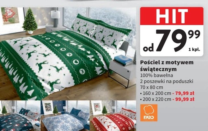 Komplet po艣cieli 艣wi膮tecznej 160 x 200 + 2 x 70 x 80 cm Faro promocja