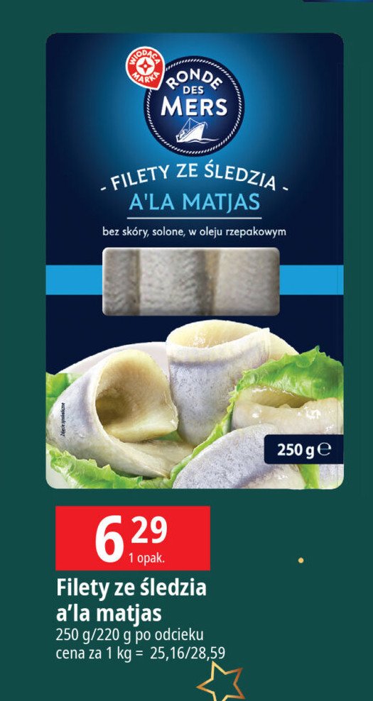 Filety śledziowe a la matjas w oleju Wiodąca marka ronde des mers promocja w Leclerc