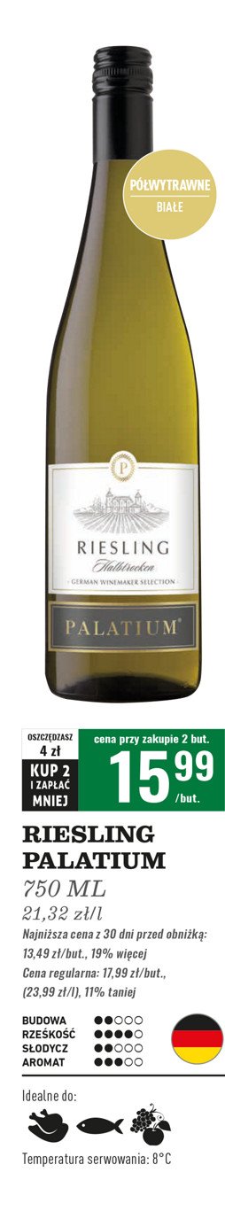 Wino PALATIUM RIESLING HALBTROCKEN promocja