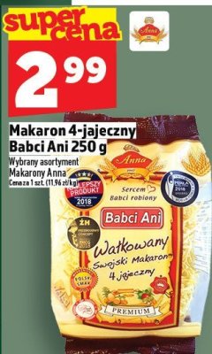 Makaron 4-jajeczny Babci Ani 450g promocja w TOPAZ