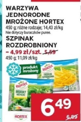 Warzywa jednorodne mrożone Hortex różne rodzaje promocja w Stokrotka