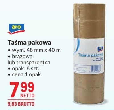 Taśma pakowa Aro brązowa lub transparentna promocja w Makro