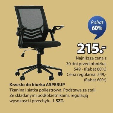 Krzesło do biurka ASPERUP promocja w Jysk
