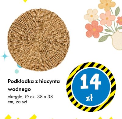 Podkładka z hiacynta wodnego okrągła, Ø ok. 38 × 38 cm promocja w Tedi