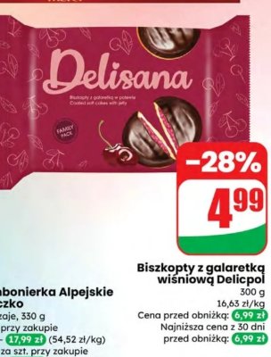 Cukierki Biszkopty z galaretką wiśniową Delicpol promocja w Dino