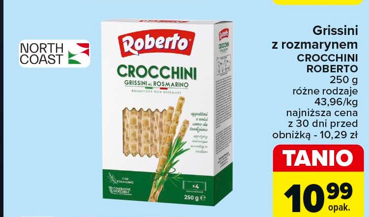 Paluszki grissini rozmaryn ROBERTO promocja w Carrefour Market