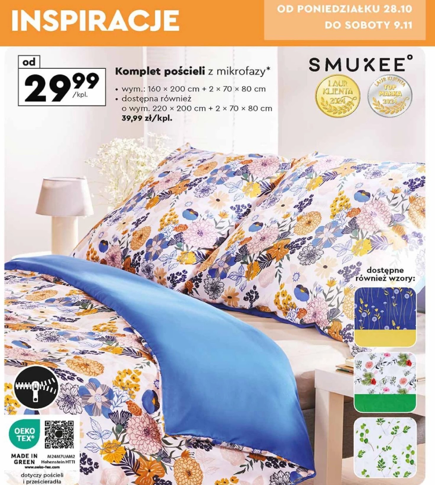 Komplet pościeli z mikrofazy 220 x 200 cm + 2 x 70 x 80 cm Smukee promocja