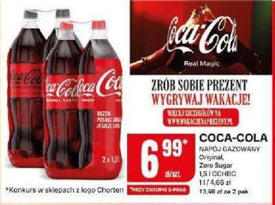 Napój Coca-Cola różne rodzaje 2x1,5l promocja w Chorten