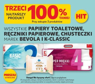 Papiery toaletowe K-Classic/Bevola wszystkie rodzaje promocja w Kaufland