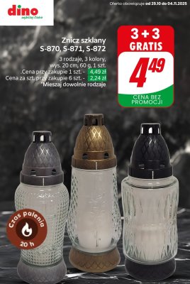Znicz szklany S-872 3+3 GRATIS promocja w Dino