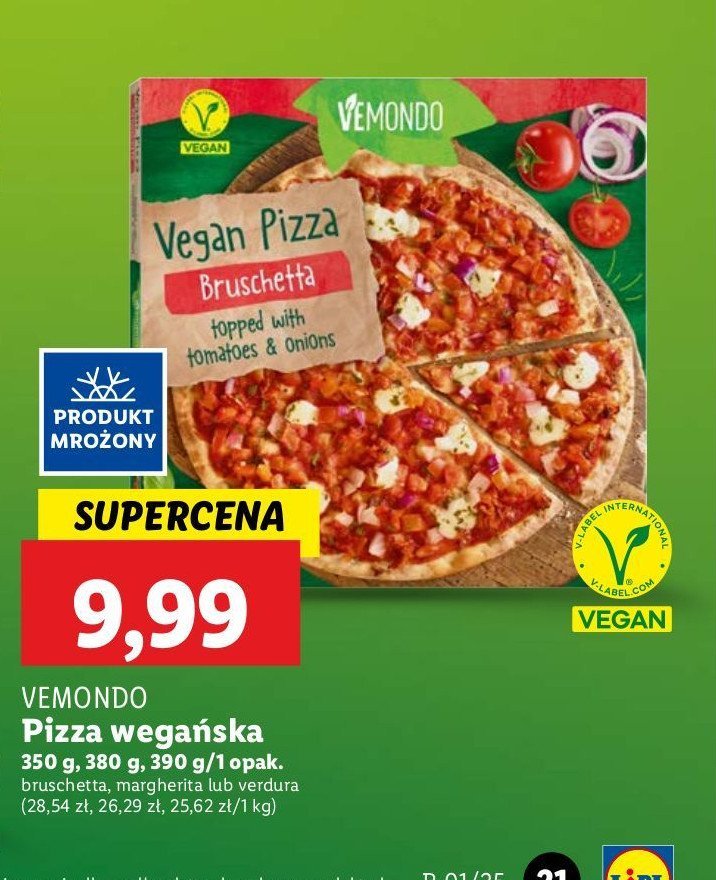 Pizza wegańska na cieście pełnoziarnistym Vemondo promocja