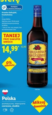 Napój Grzaniec Galicyjski bezalkoholowy Gorąca Malina 1 l promocja w Lidl