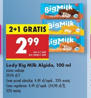 Lód toffi intense Algida big milk promocja