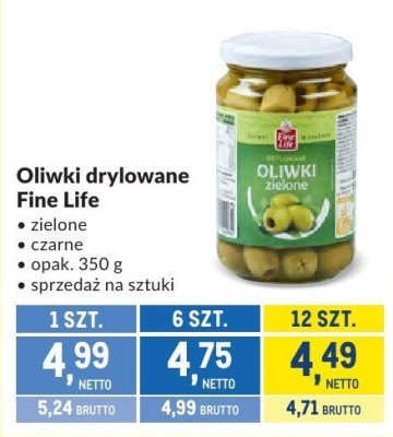 Oliwki drylowane Fine Life zielone bez pestek promocja w Makro