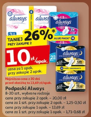 Podpaski Always promocja w Auchan