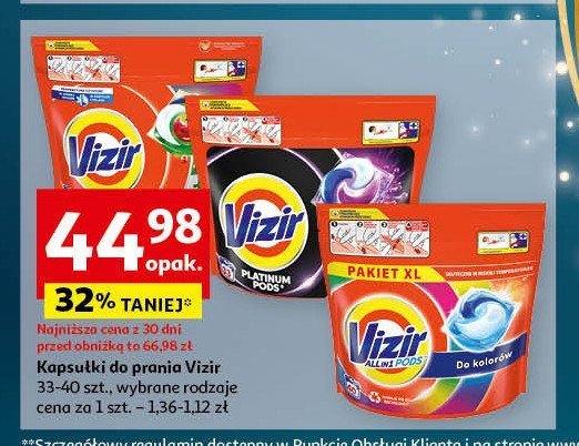 Kapsułki do prania czarnych i ciemnych tkanin lenor Vizir platinum pods promocja w Auchan