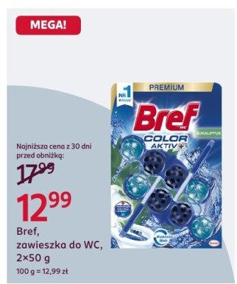 Zawieszka do WC Bref Color Aktiv, 2×50 g promocja w Rossmann