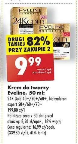 Luksusowy krem 40+ silnie wygładzający z filtrowanym śluzem ślimaka Eveline 24k gold promocja