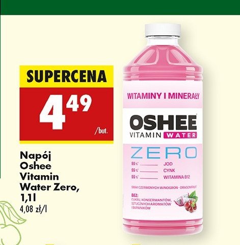 Napój witaminy i minerały Oshee vitamin water zero promocja w Biedronka