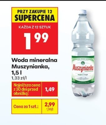 Woda mineralna Muszynianka niegazowana 1,5l promocja w Biedronka