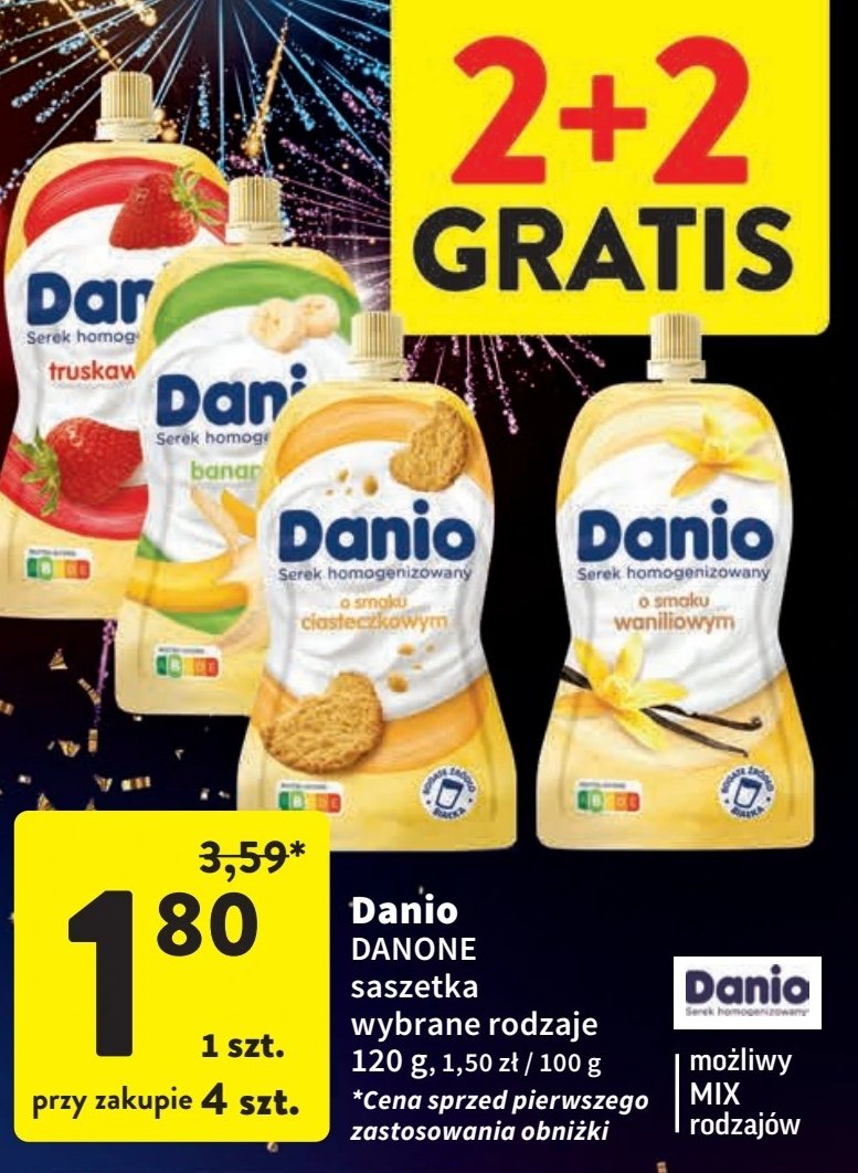 Serek truskawka saszetka Danone danio promocja