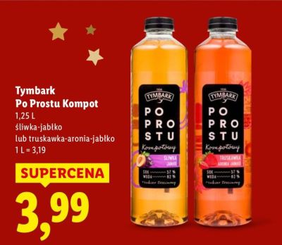 Kompot Tymbark Po Prostu Kompot śliwka-jabłko lub truskawka-aronia-jabłko promocja w Lidl