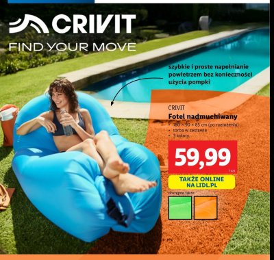 Fotel pla偶owy dmuchany Crivit promocja
