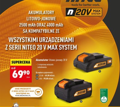 Akumulator litowo-jonowy 20 V 4 Ah promocja w Biedronka