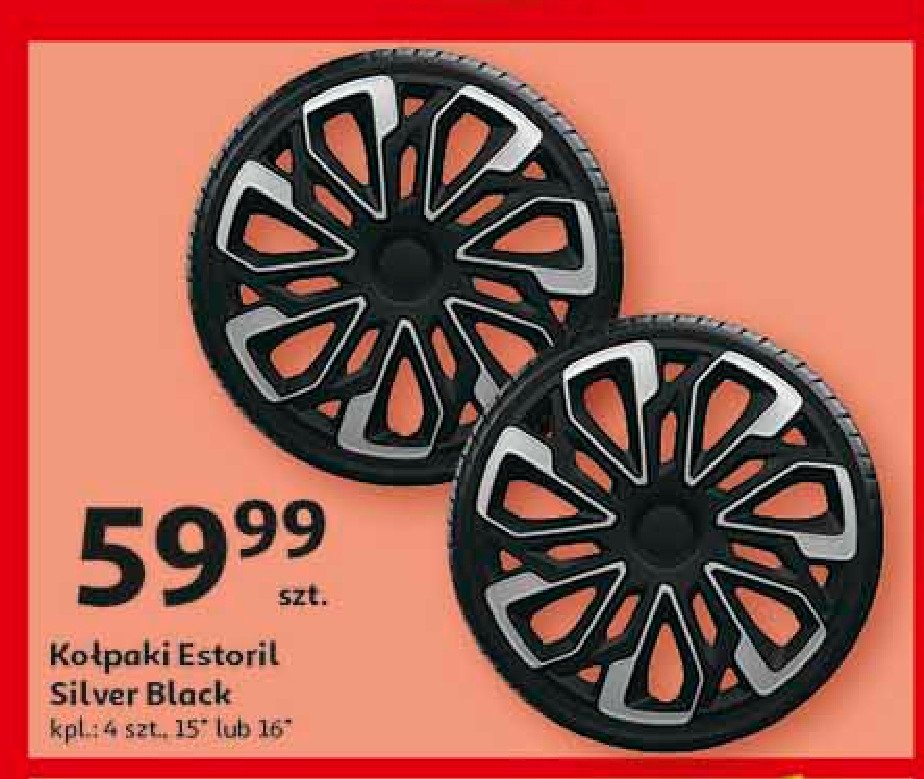 Kołpaki estoril silver black 16'' promocja w Auchan