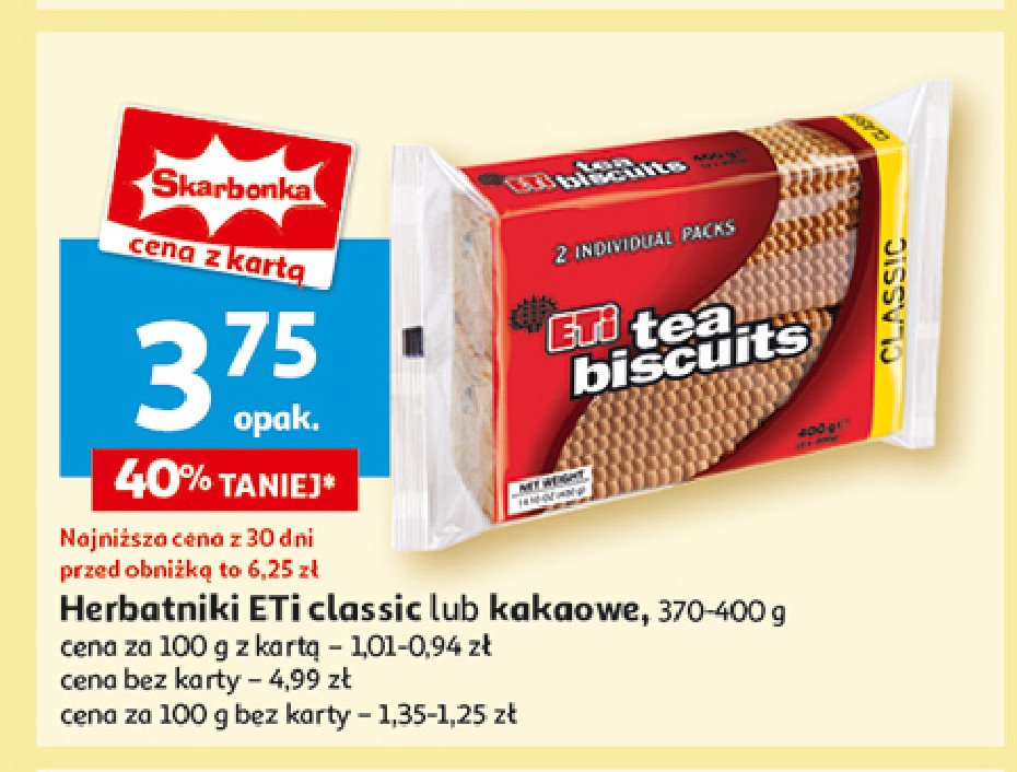 Herbatniki kakaowe Eti tea biscuits promocja