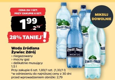 Woda źródlana delikatnie musujący Żywiec Zdrój promocja w Netto