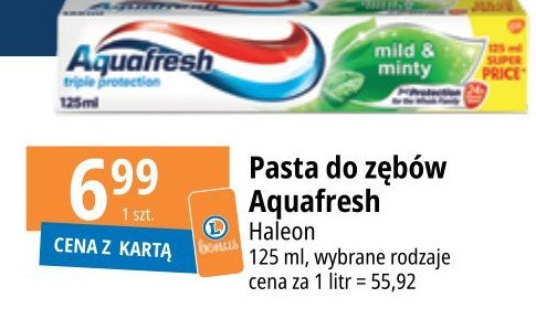 Pasta do zębów Aquafresh 3 total care mild & minty promocja